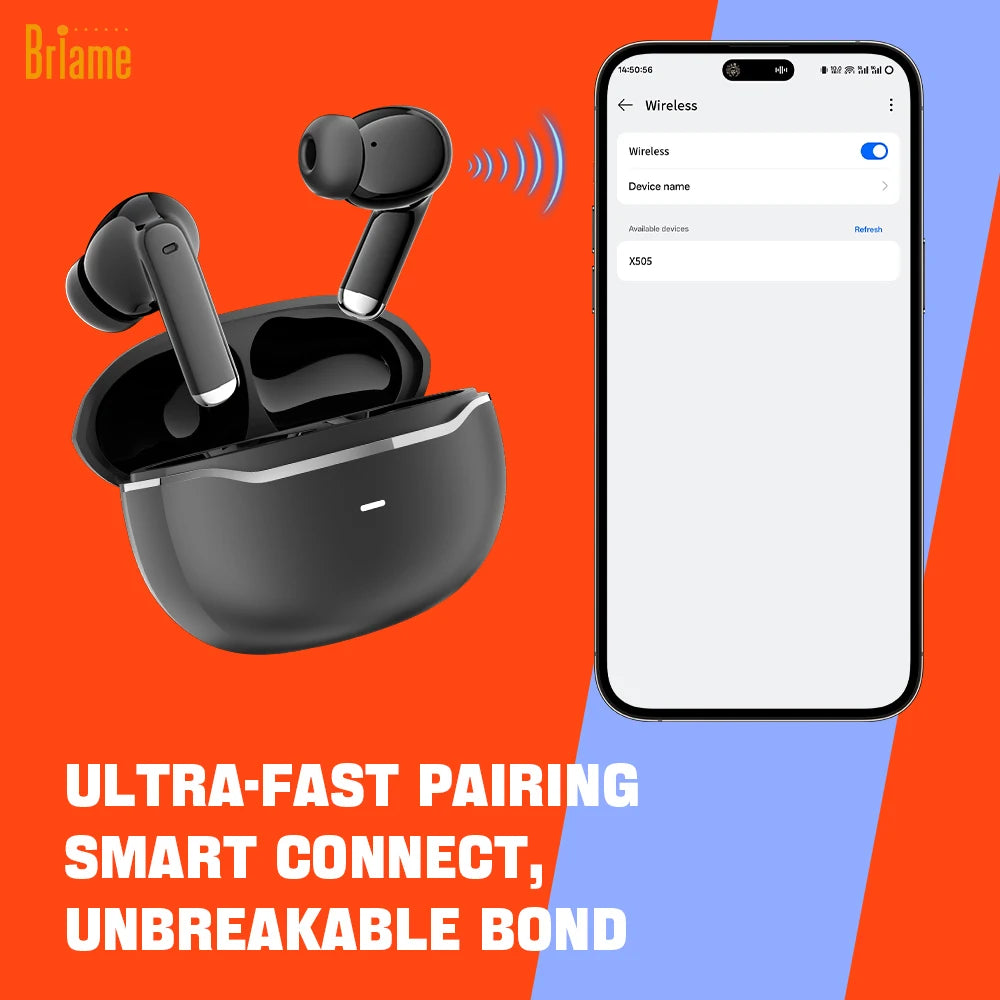 Briame Mini Bluetooth Earphones Wireless In-Ear Headphones with Microphone for Sports And Running Hifi Sound Headset Game Black Oasis Select