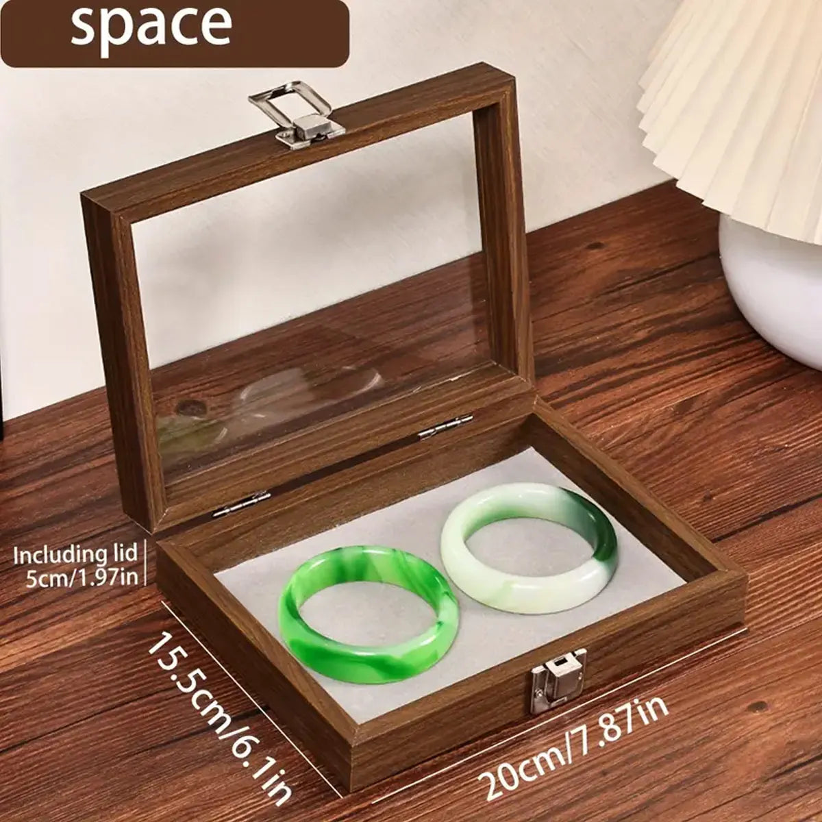 1pc,Vintage jewelry storage box, covered jewelry box, ring box, earrings, bracelets, necklaces solid wood display box Oasis Select Empty box