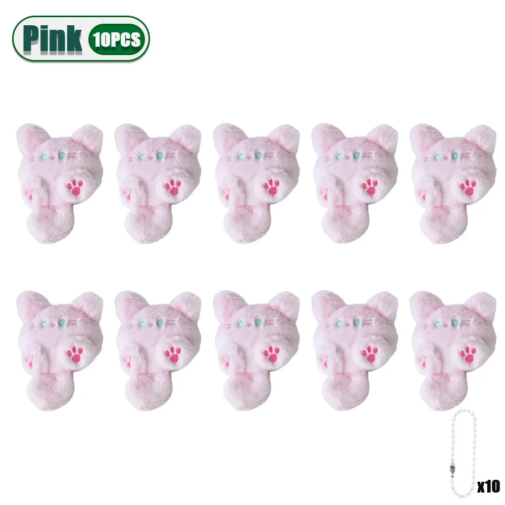 1-20PCS Cute Plush Long Tail Cat Pendant Cat Doll Doll School Bag Charm Key Charm Children's Birthday Gift Holiday Friend Gift Oasis Select Pink-10PCS