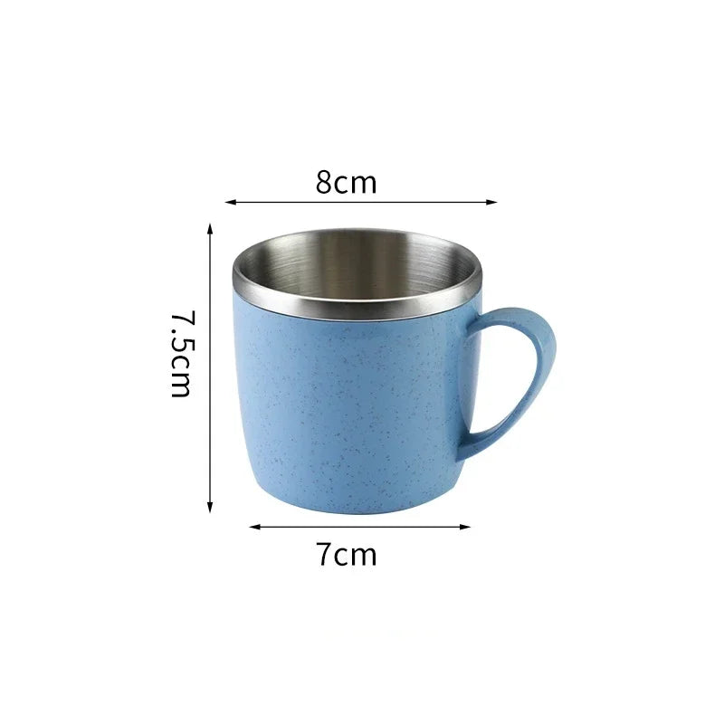 220ml Water Bottle Double Layer Anti-scalding 304 Stainless Steel Coffee Mug Milk Tea Drinks Water Cup with Handle Traveling Cup Oasis Select Sky-Blue 220ml