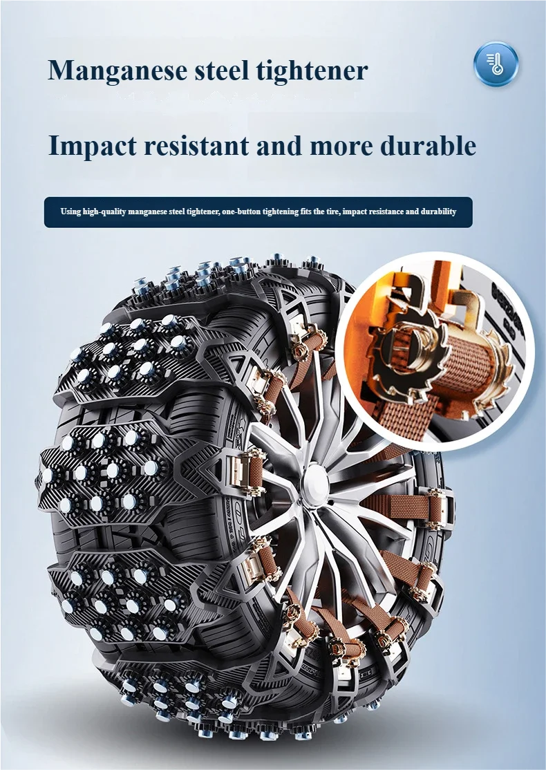 Universal Wider and Thicker TPU Anti-Slip Chains for Automobile Tires – Icebreaking, Emergency Traction, and Recovery Straps Oasis Select