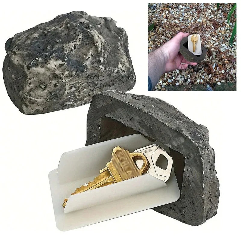 Simulation Stone Key Box Creative Hide Keys in Stone Safety Storage Box Outdoor Garden Hidden Fake Rock Shape Key Safeking Tool Oasis Select