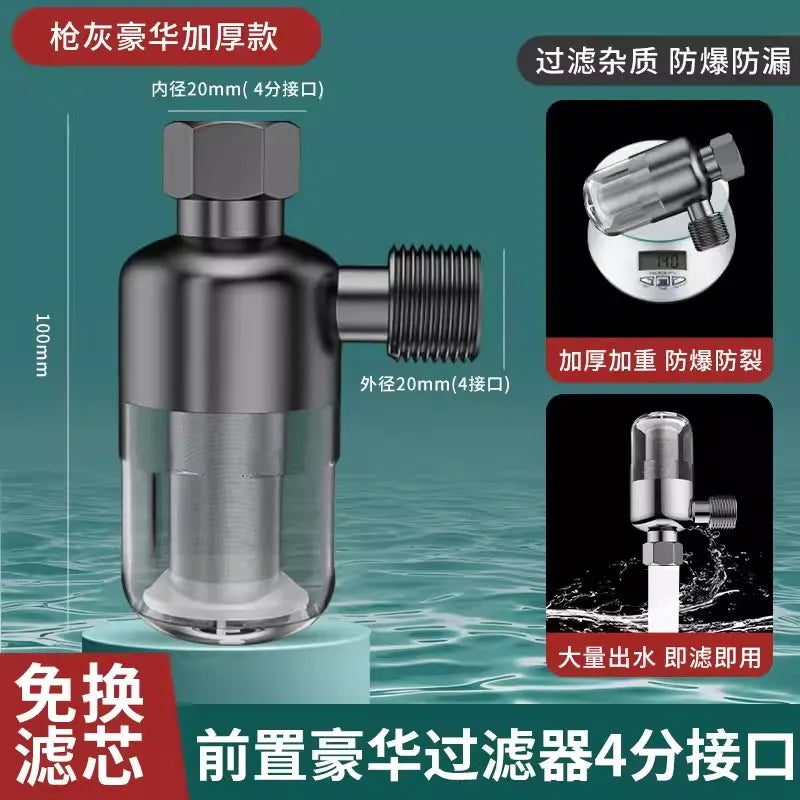 New SUS316 Stainless Steel Filter Front Filter Household Inlet Tap Water Shower Anti-Scale Purifier Filter Drinking Water Oasis Select Grey Filter