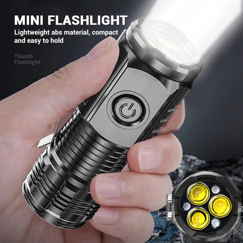 ZHIYU Mini USB Rechargeable LED Flashlight with Pen Clip