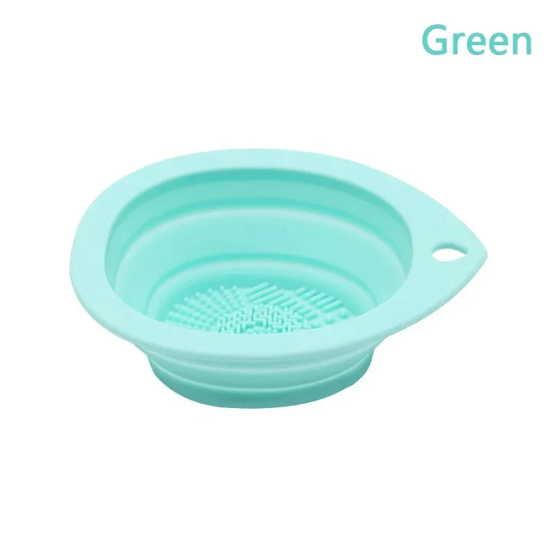 Silicone Makeup Brush Cleaner Folding Powder Puff Cleaning Bowl Eyeshadow Brushes Washing Soft Mat Beauty Tools Scrubber Box Oasis Select Blue