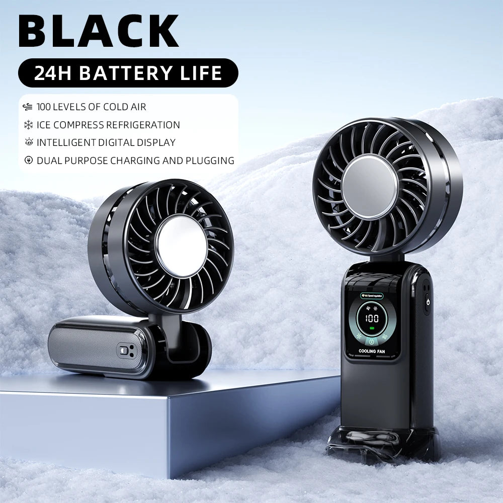 3600mAh Neck Fan with Ice Pack Cooling – Portable Folding