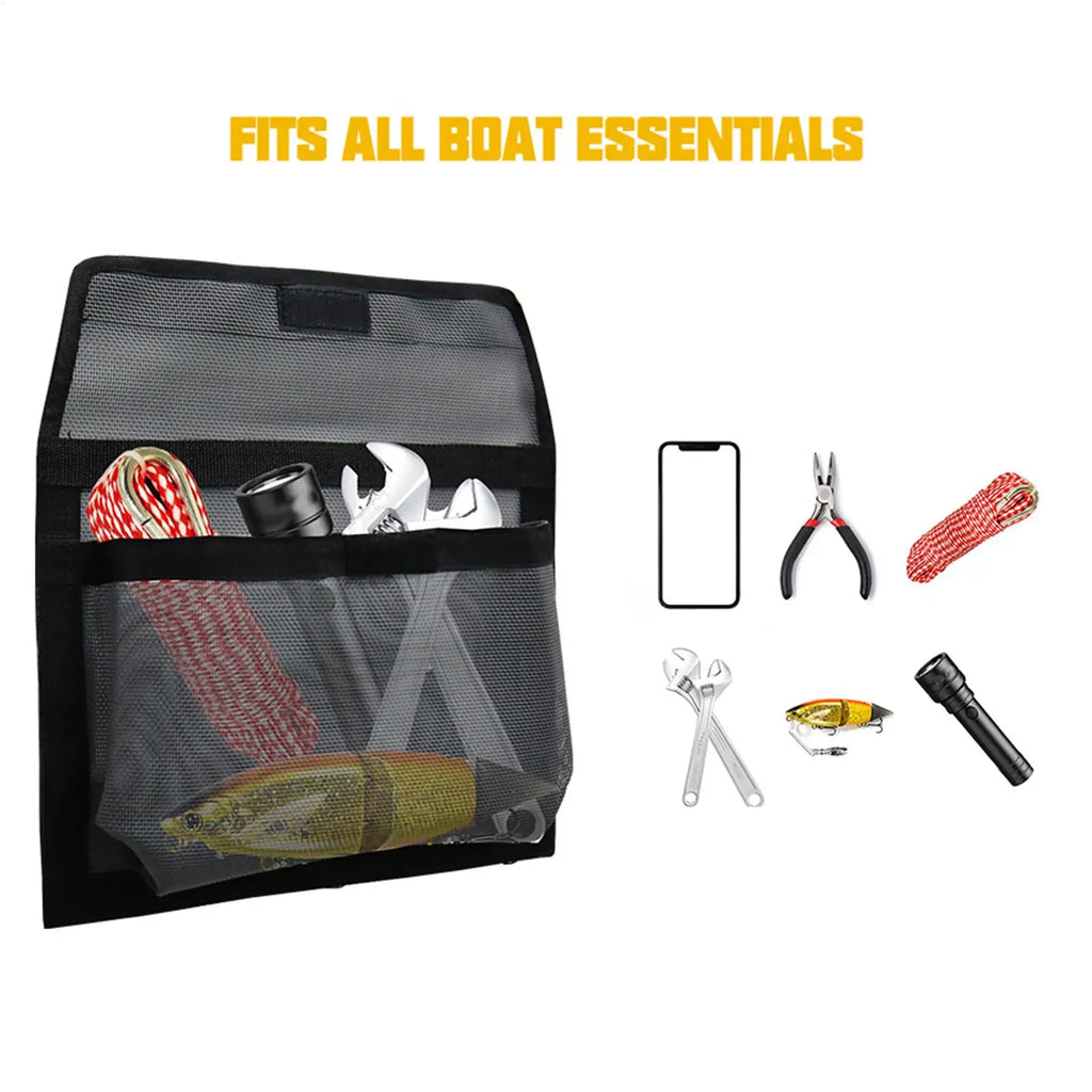 Boat Storage Mesh Bag Self-adhesive Boat Storage Bag with Lid Multifunctional large capacity Boat Marine Mesh Bag Organizer Oasis Select