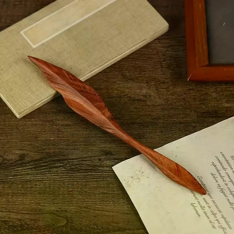 Retro Sandalwood Hairpin | Chinese Style Willow Leaf Hair Stick Wooden Hair Stick Oasis Select