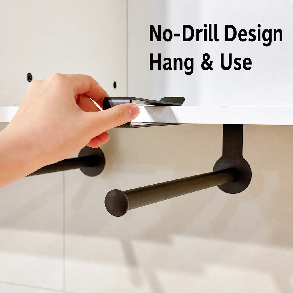 1 pc Punch-free Iron Kitchen Paper Towel Holder, Under-Cabinet Punch-Free Paper Towel Rack, Durable and Easy to Clean Oasis Select