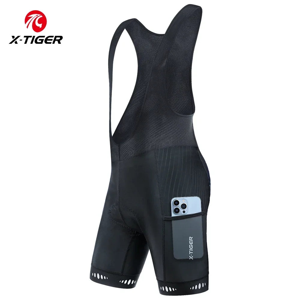 X-TIGER Men's Cycling Shorts Three Pockets 5D Padded Shockproof Breathable Quick Dry Mountain Road Bicycle Bib Pants Oasis Select XM-DBK-34801 4XL