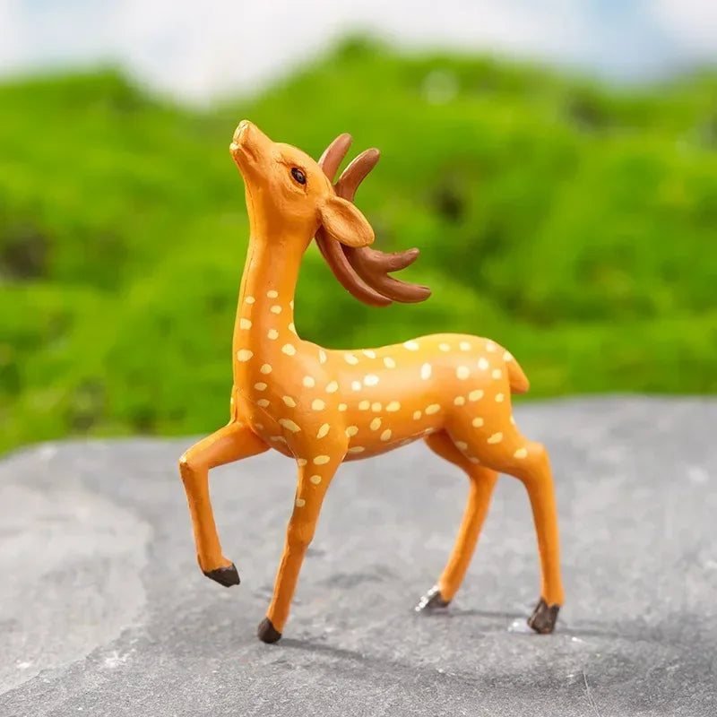 Mini Deer Realistic Elk Figurine Woodland Animal Figurines Desktop Model Collection Party Favors Educational Learning Toys Oasis Select 4