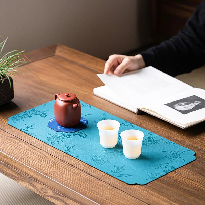 Dry Tea Mat Double-sided Waterproof Tea Flag Tea Towel Tea Table Mat Chinese Zen Style Cloth Mat Teapot Mat Tea Set Oasis Select