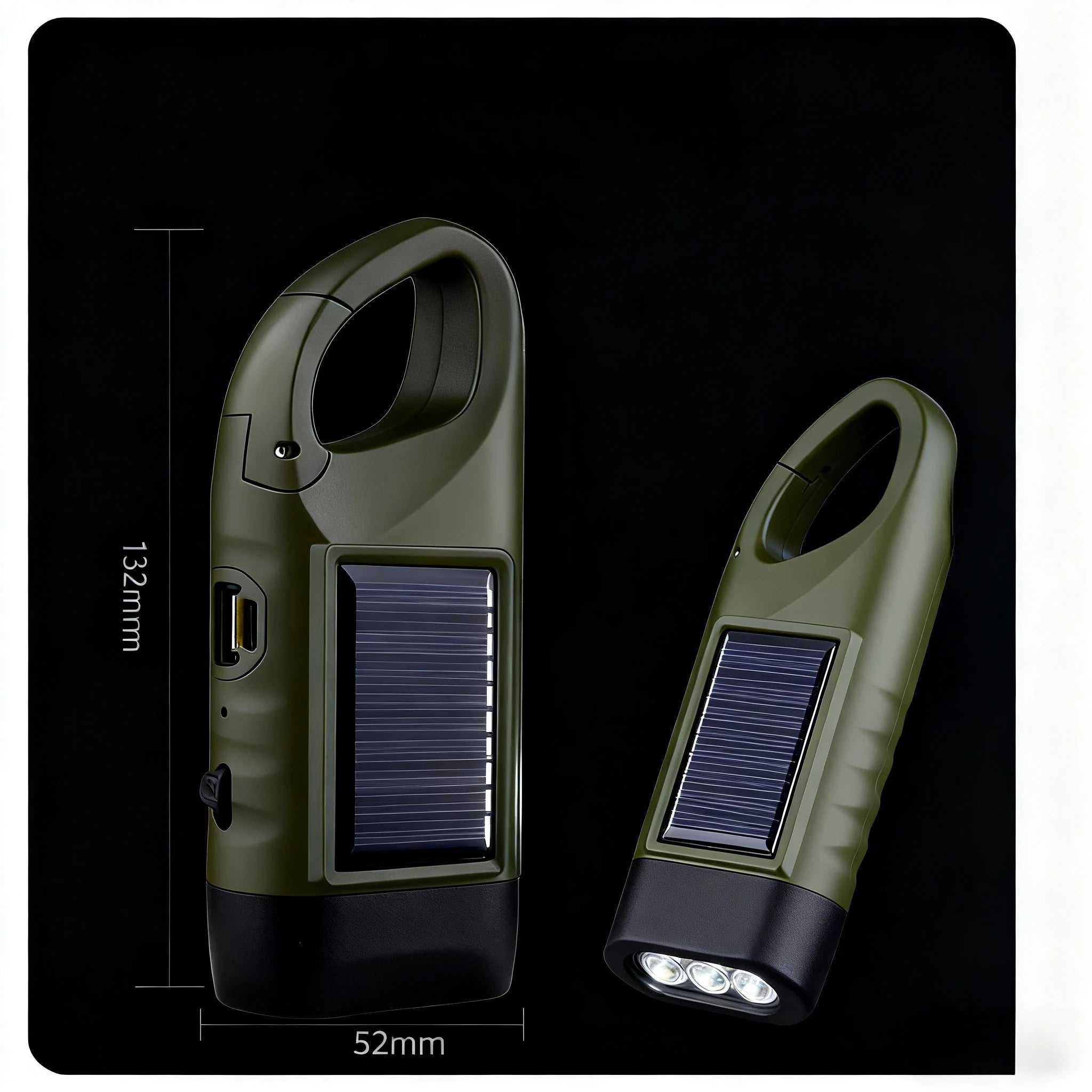 Solar Hand Crank LED Flashlight – Camping Emergency Torch