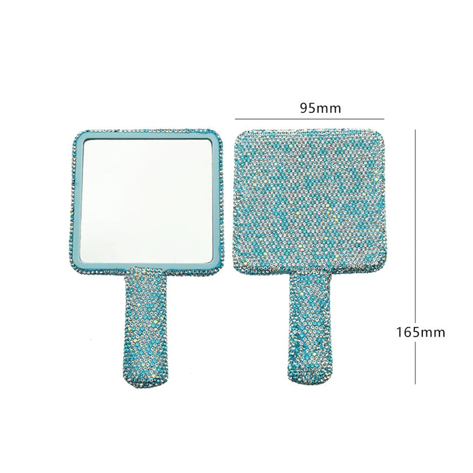 Diamond Rhinestone Handheld Makeup Mirror – Heart Round Square