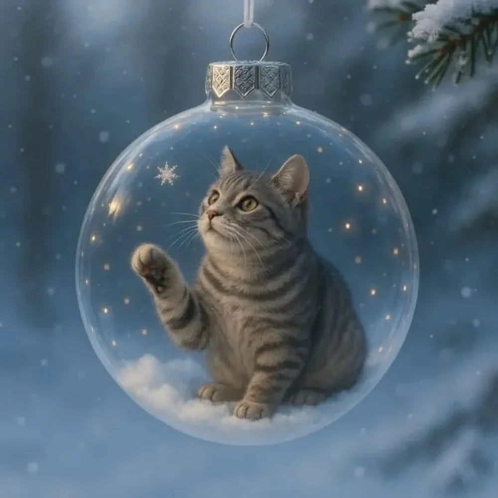 Cat Acrylic Christmas Ball Ornaments – DIY Hanging Baubles