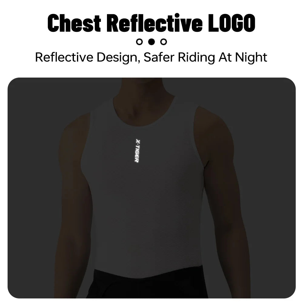 X-TIGER Men Cycling Undershirt Sports Quick Dry Cycling Base Layer Vest High Elastici Breathable Sleeveless Road Bike Undershirt Oasis Select