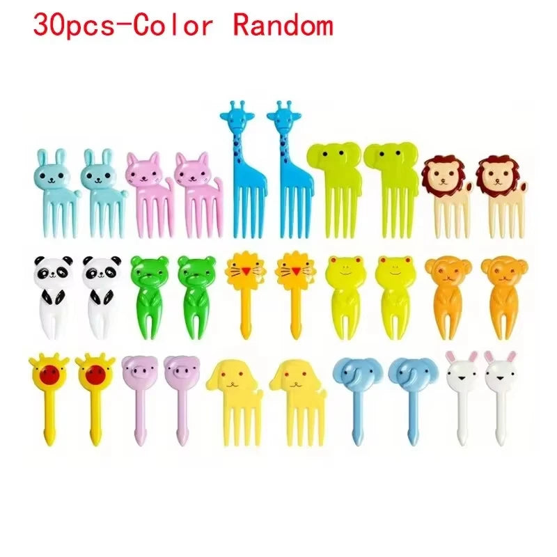 30 Pcs Random Animal Food Forks, Reusable Cute and Funny Cartoon Animal Fruit Food Toothpicks, Fruit Salad Forks, Bento Box Acce Oasis Select