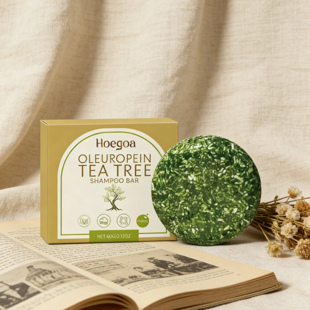 Hoegoa Oleuropein Tea Tree Shampoo Bar Gentle Cleansing Strengthen Hair Roots Add Shine Moisturize Hair Smooth Solid Shampoo Bar Oasis Select