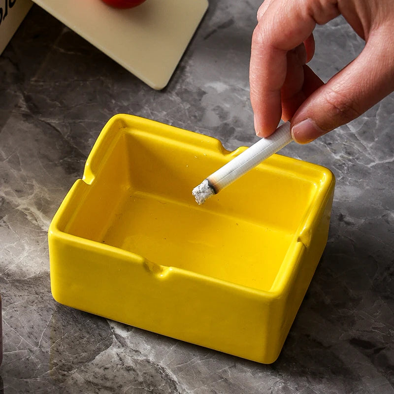 1PC Dopamine Ceramic Creative Ashtray with Lid Anti Ash Home Living Room Tea Table Ornament High Grade Feeling Oasis Select