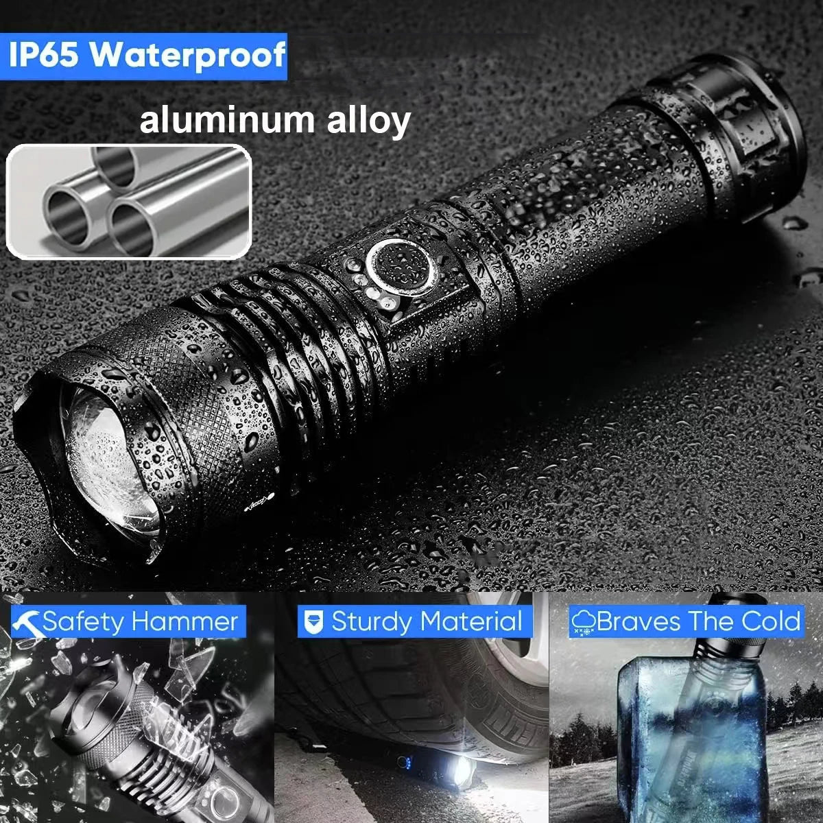 ZHIYU Rechargeable LED Flashlight – 5 Modes, Waterproof Torch
