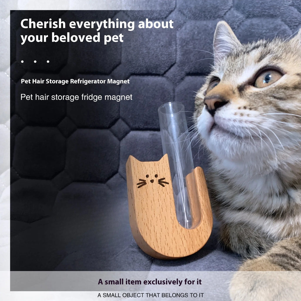 Solid Wood Pet Hair Commemorative Box, Cat Whiskers, Fridge Magnets, Collection Souvenirs, Dog and Cat Whiskers Collector Oasis Select
