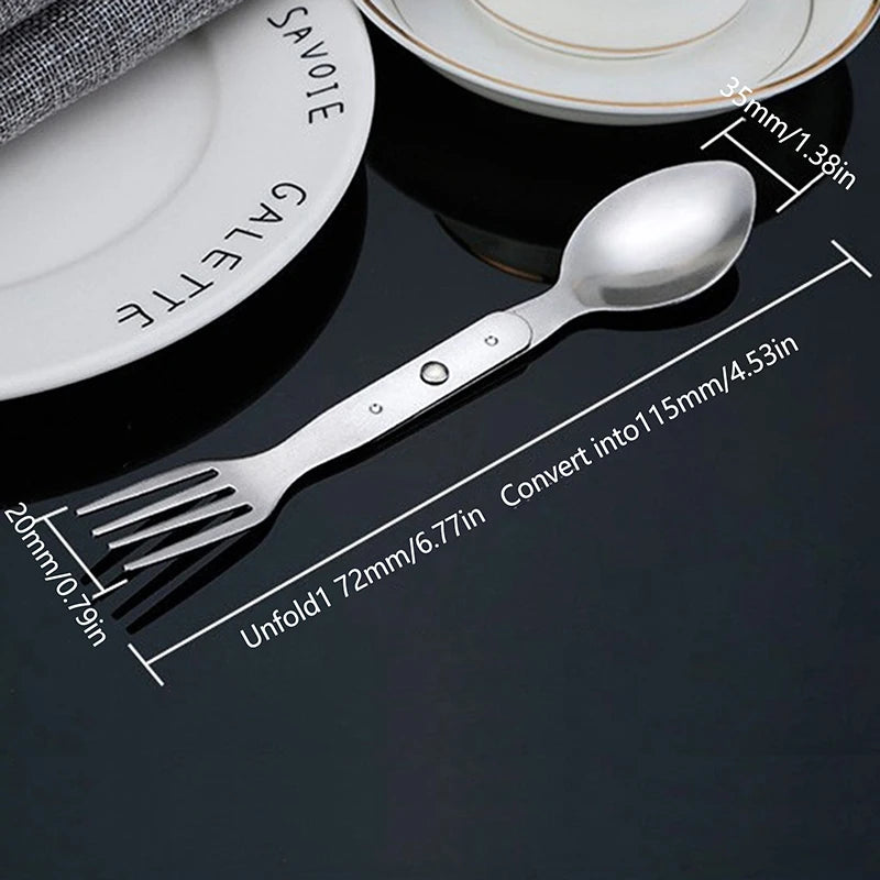 Portable 2 In 1 Folding Fork And Spoon ComboTitanium Alloy Lightweight Camping Utensil Spork For Backpacking Outdoor EDC Tool Oasis Select 1pcs