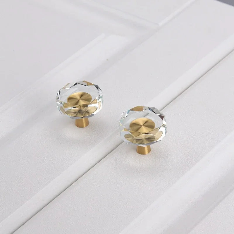 Cupboard Door Handle for Furniture Hardware Solid Brass Crystal Glass Cabinet Pull Kitchen Storage Door Handles Drawer Knobs Oasis Select