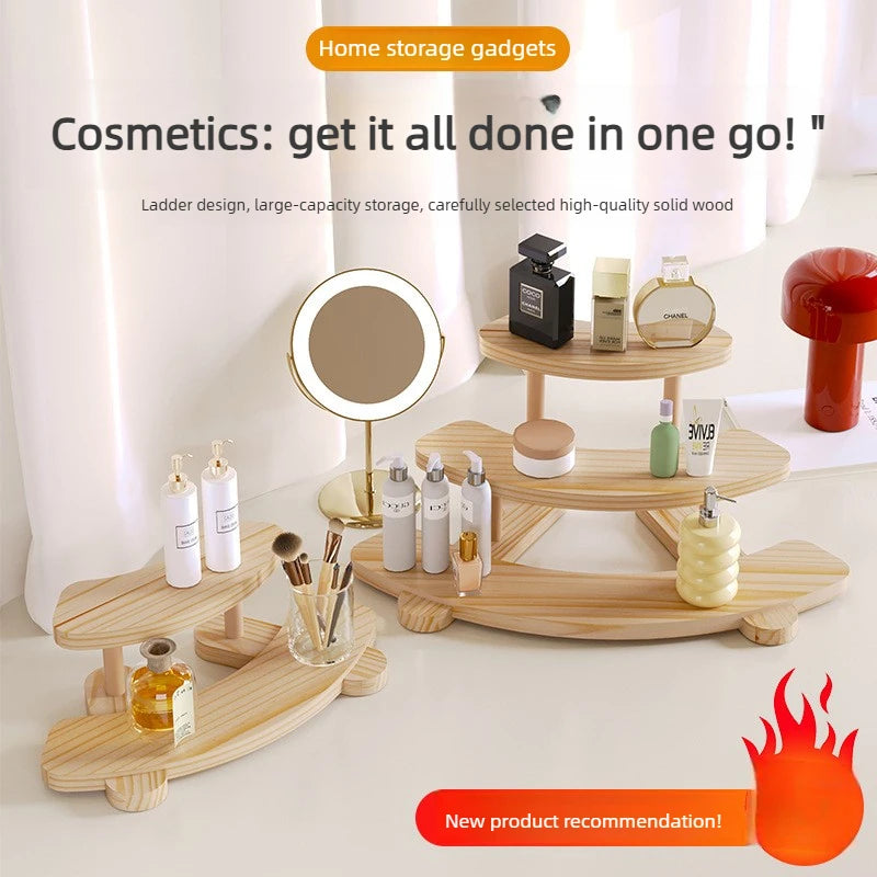 Wood 3-Tier Corner Shelf | Cosmetic & Figurine Display Stand