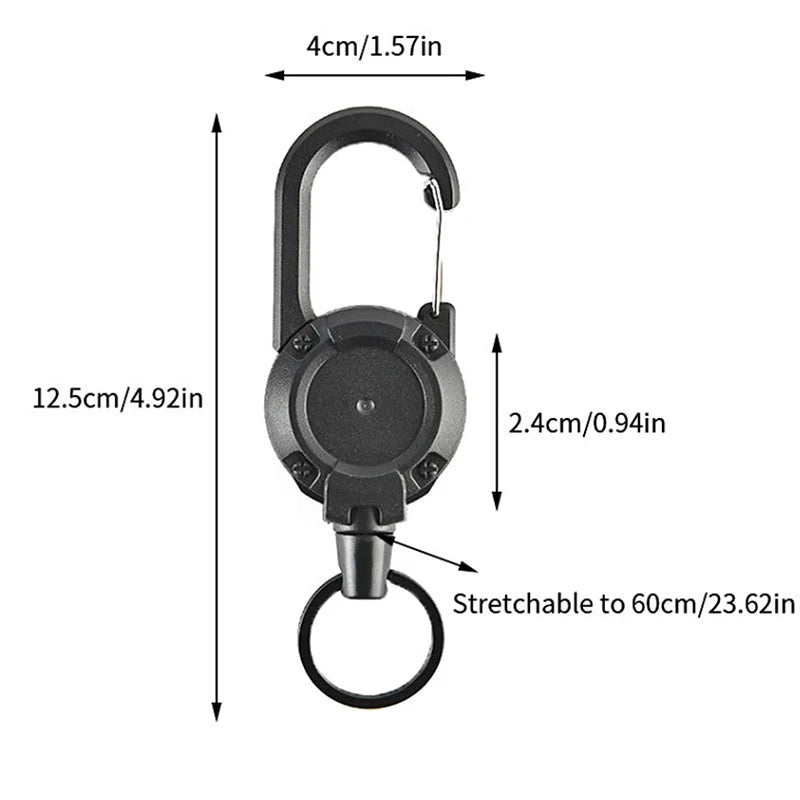 Anti-theft Metal Easy-to-pull Buckle Rope Elastic Keychain Retractable Key Ring Anti Lost Ski Pass ID Card Oasis Select