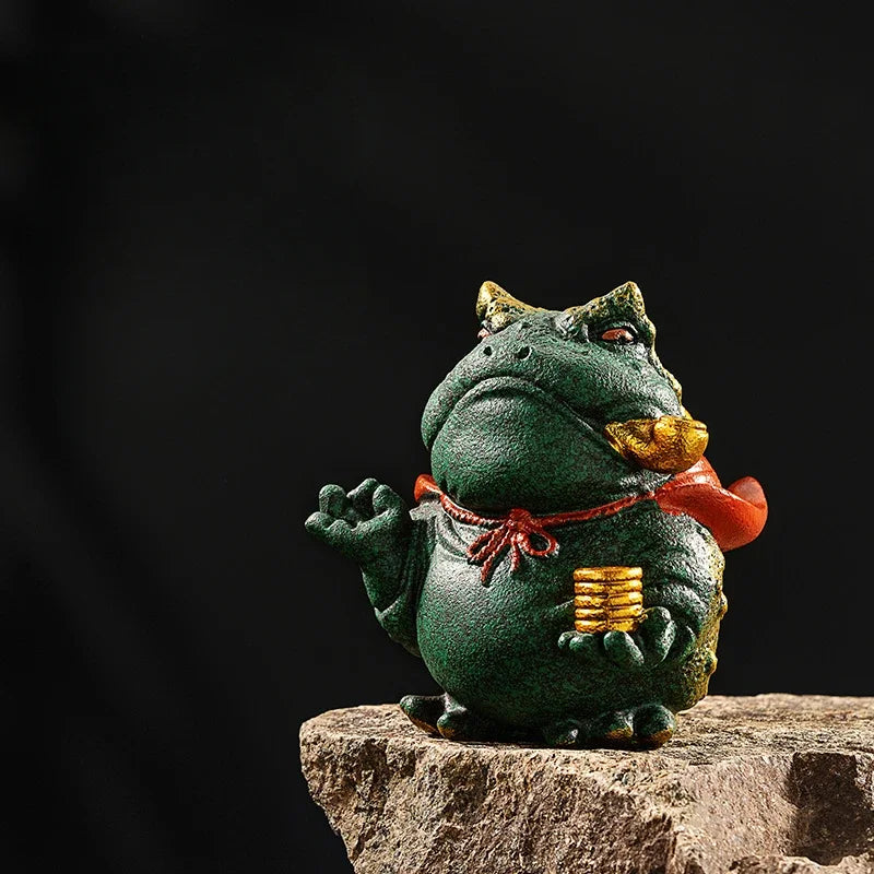 Chinese Style Golden Toad Tea Pet Decoration Boutique Tea Set Accessories Tea Table Golden Cicada Fortune Ornaments Oasis Select