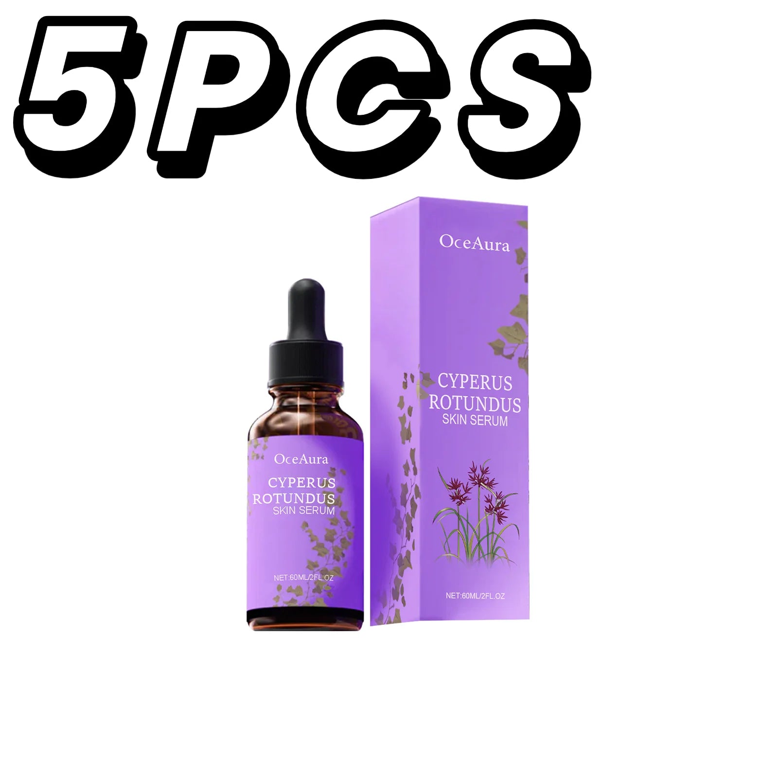 Cyperus Rotundus Skin Serum Natural Hair Removal Oil Women Body Hair Removal Liquid Hair Growth Inhibitor Non-Irritating Safe Oasis Select 5PCS