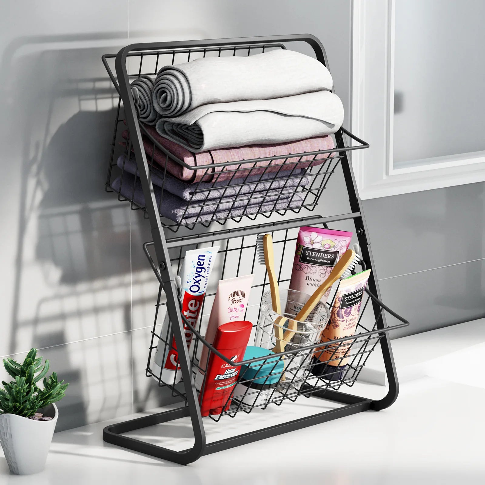 black floor-to-ceiling multi-layer vegetable rack, household vegetable and fruit storage basket, seam storage rack Oasis Select