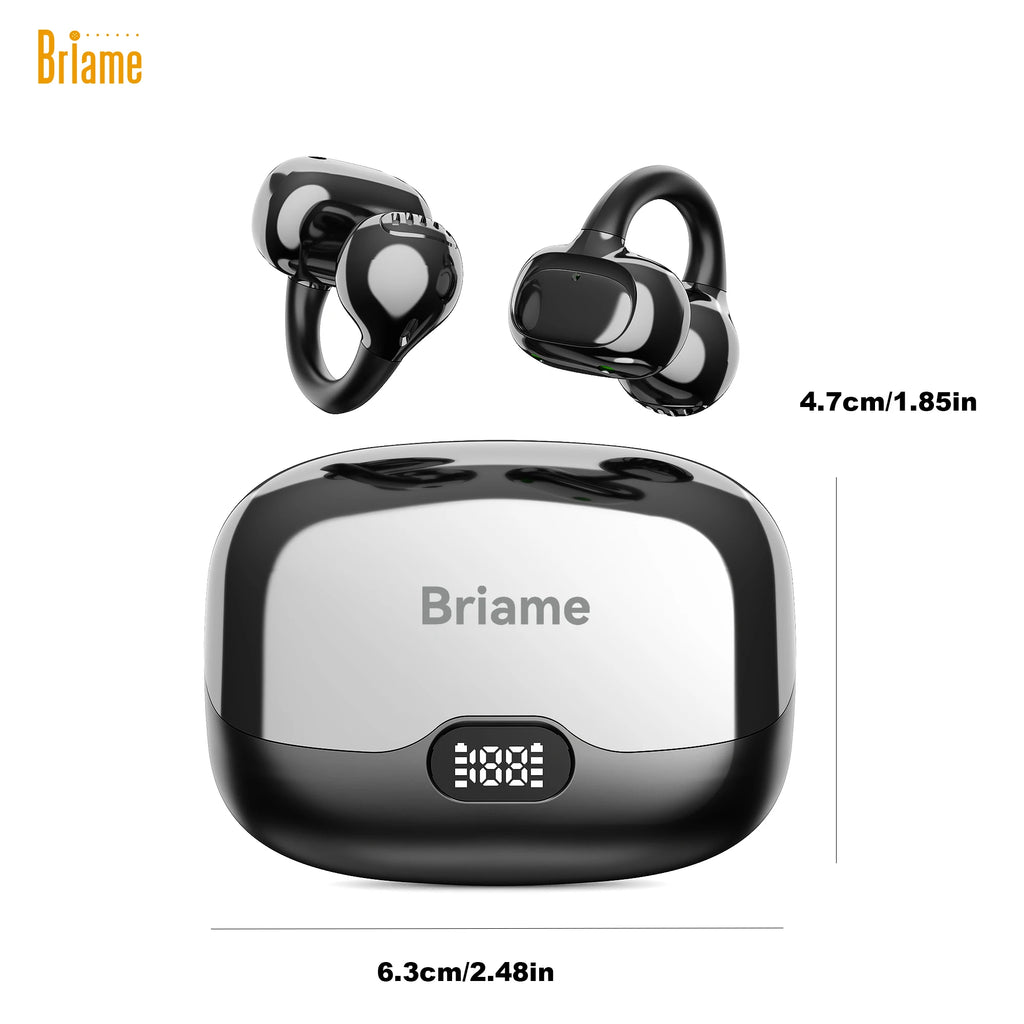 Briame Clip-on Bluetooth Earphones Wireless Earbuds with Microphone Hands-Free Headset for Sports Running Headphone Game Headset Oasis Select