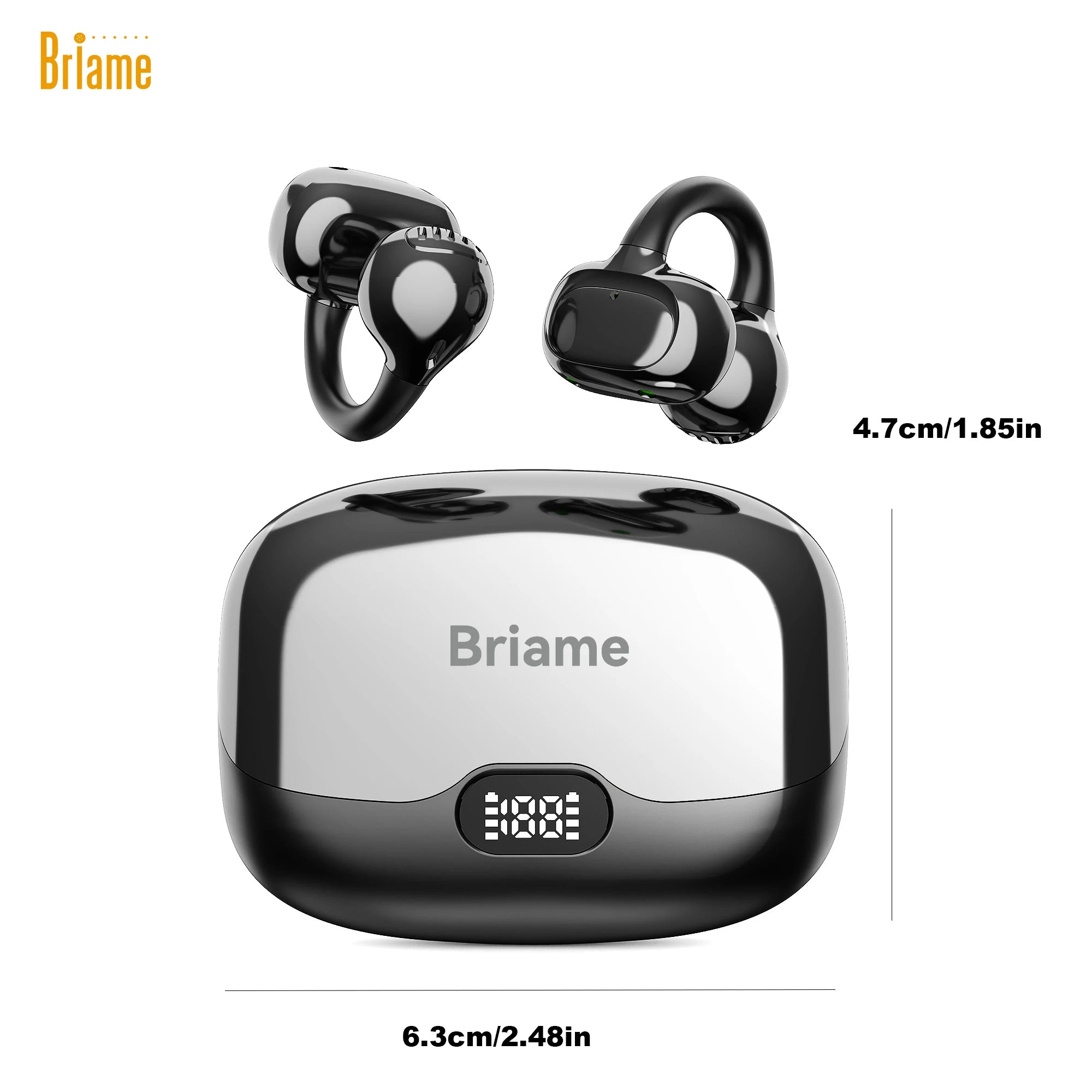 Briame Clip-on Bluetooth Earphones Wireless Earbuds with Microphone Hands-Free Headset for Sports Running Headphone Game Headset Oasis Select