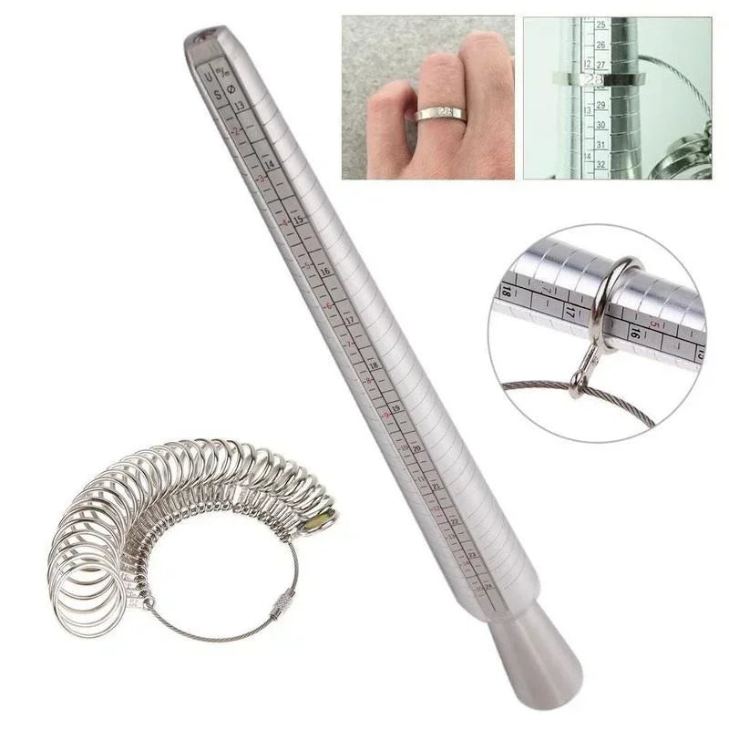 Metal Ring Sizer Measuring Tool Set Gauge Mandrel Stick Finger Tool Jewelry Making Equipments Accessories Oasis Select