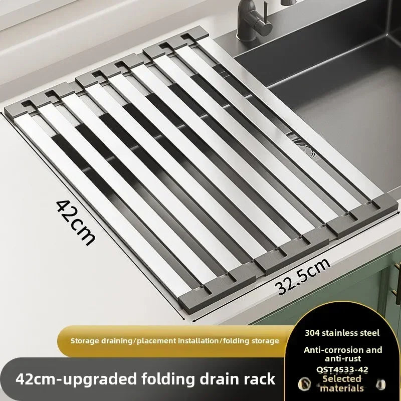 Foldable Over-Sink Dish Drying Rack – 304 Stainless Steel Sink Drying Rack Oasis Select 42x32.5cm 1-tier
