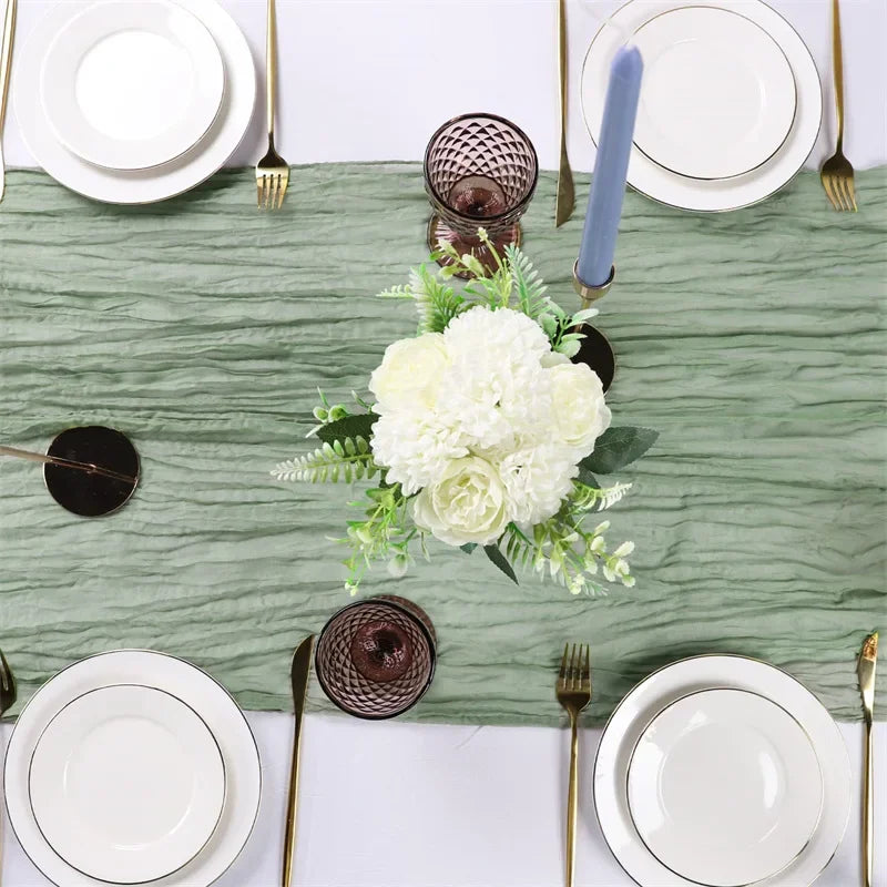 Boho Chic Dining Table Cover Soft Gentle Easy Care Artisan Dyed Banquet Linen Farmhouse Vintage Colorfast Fabric for Wedding Oasis Select