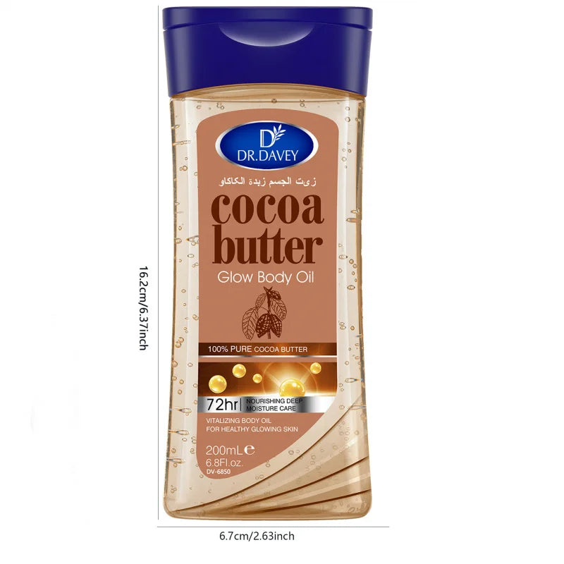 DR.DAVEY Cocoa Butter Glow Body Oil 2×200ml | Skin Moisturizer
