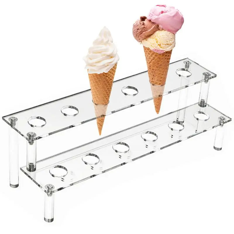 Ice Cream Cone Holder Display Ice Cream Display Clear Stand Storage Holder Transparent Texture Storage Organizer for Desserts Oasis Select