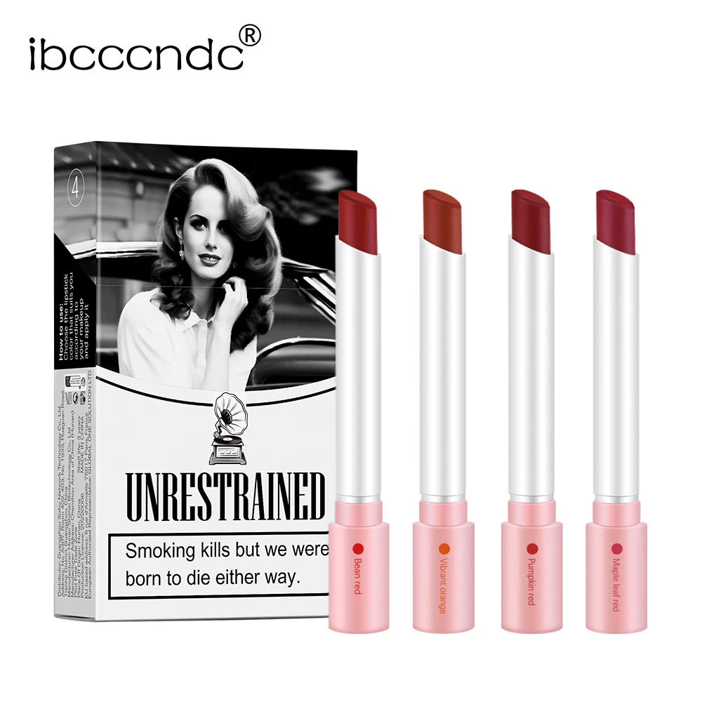 4Colors/set Cigarette Lip Gloss Set Velvet Matte Waterproof Long-lasting Lip Non-Stick Cup Cigarette Lipstick Makeup For Women Oasis Select