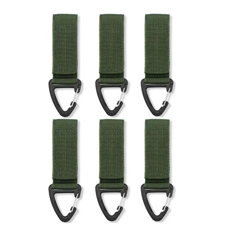 3/6/9pcs Outdoor Camping Carabiner Nylon Tactical Backpack Key Hook Webbing Buckle System Belt Buckle Hanging Climbing Accessory Oasis Select 6pcs Green