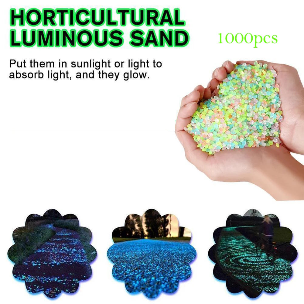 1000pcs 3-5mm Luminous Sand Glow In Dark Pebbles Stone Home Garden Yard Outdoor Path Lawn Decorations Fish Tank Aquarium Decor Oasis Select