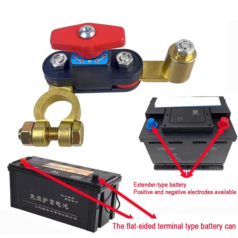 12V-24V Car Battery Disconnect Switch Car Double-sided rotation Anti-Leakage Switch Isolator Bidirectional Joint For Cars Truck Oasis Select