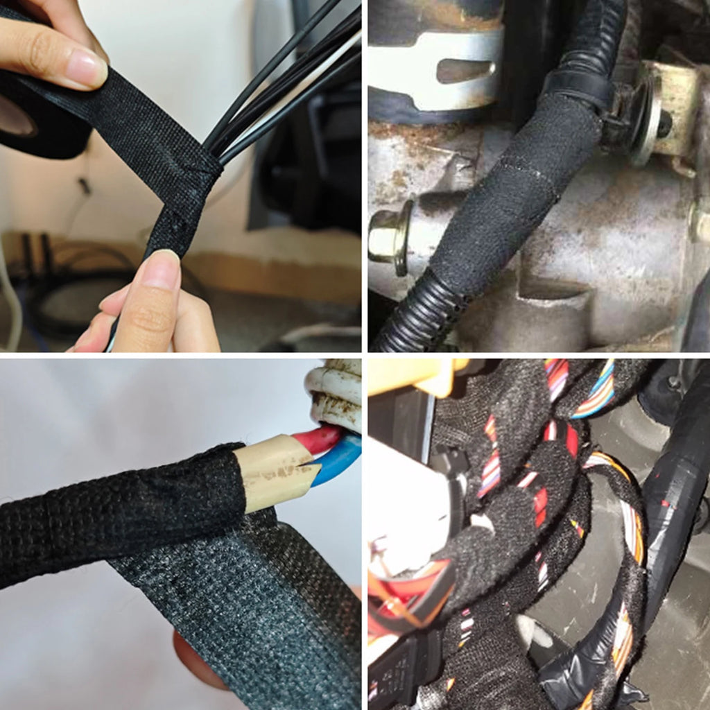 49/98Ft Electrical insulating tape soundproof heat-resistant 9-50MM automotive cable harness fabric shock-absorbing velvet tape Oasis Select
