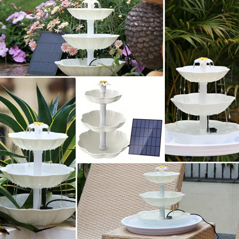 Solar Bird Bath Water Fountain Detachable DIY Water Landscaping Fountain For Bird Bathing Garden Decoration, Outdoor Bird Feeder Oasis Select