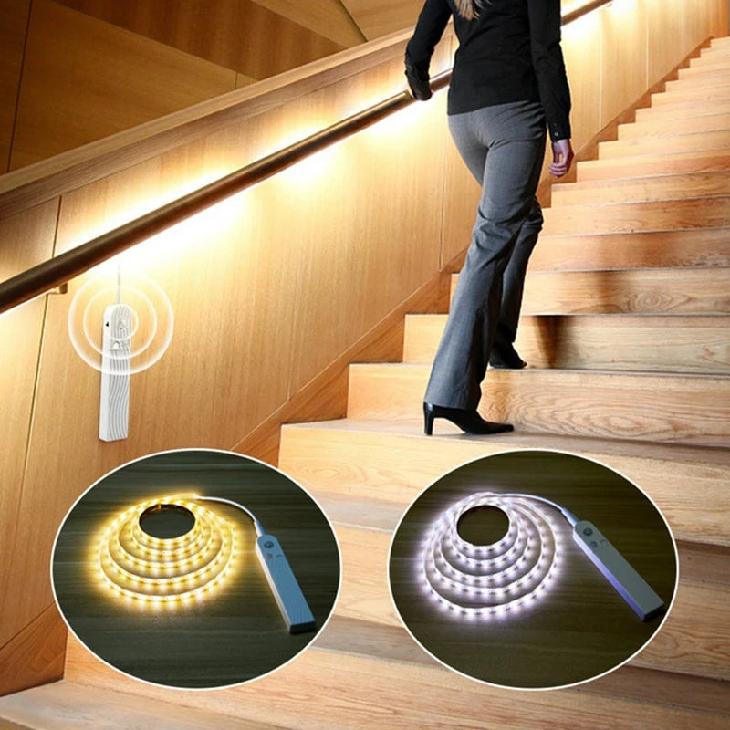 Wireless PIR Motion Sensor LED Strip Light for Cabinet Under Bed Stairs Closet - Battery Powered Night Security Smart Lamp Oasis Select