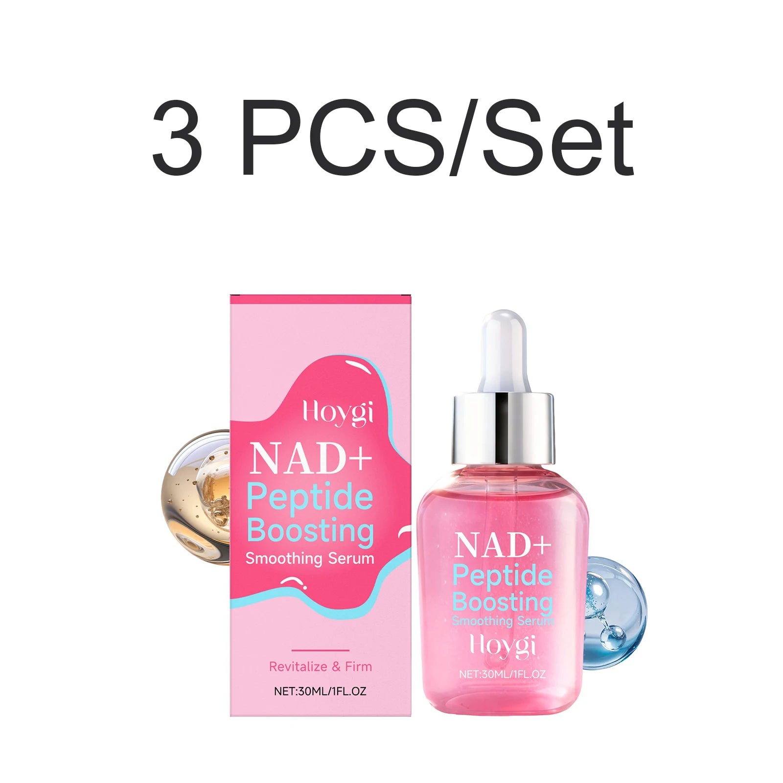 NAD+ Peptide Serum Hydrolyzed Collagen Firming Smooths Fine Lines Hyaluronic Acid Brightening Hydrating Face Essence 30ml Oasis Select 3 PCS
