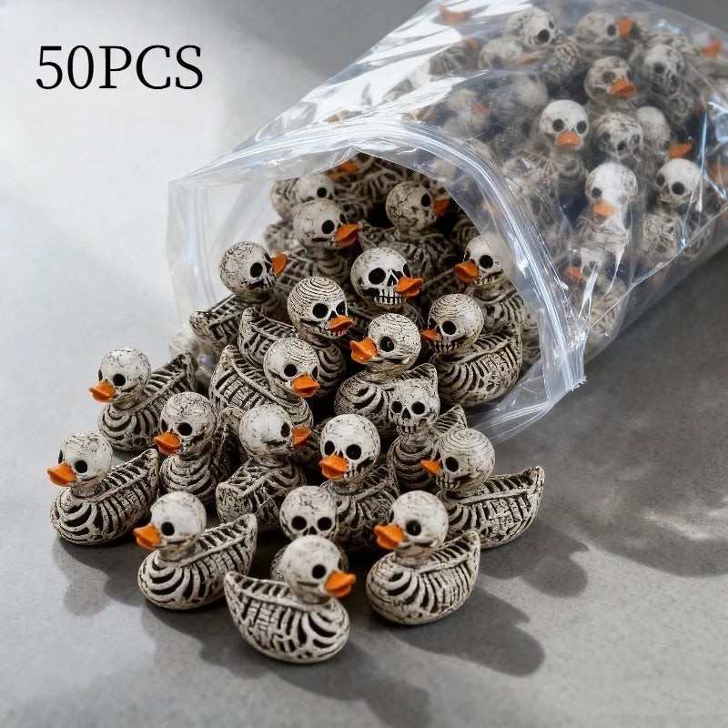 50-piece Gothic-style cute skull ducks. Suitable for Halloween, Gothic-style home decor, and office settings. Oasis Select