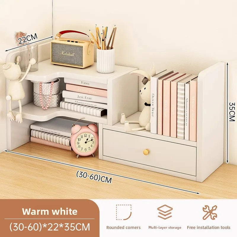 Desktop bookshelf storage shelf office storage shelf simple desk multi-layer telescopic shelf home desk small bookcase Oasis Select 21