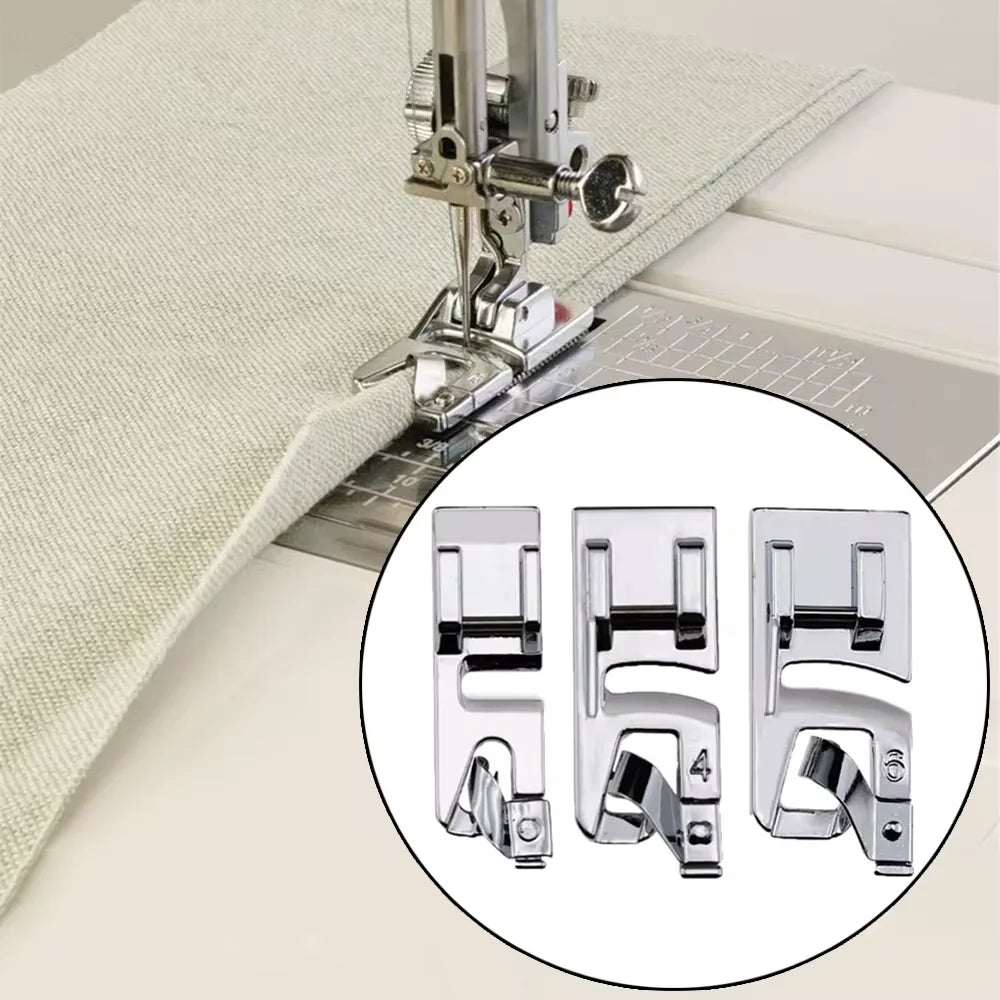 3mm, 4mm 6mm Narrow Rolled Hem Presser Foot Set for Sewing Machine Singer, Brother, Babylock, Euro-Pro, Janome Oasis Select